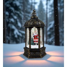 Işıklı Kar Küresi Fener Noel Baba Figürlü Cam Malzeme ile Dekoratif Tasarım