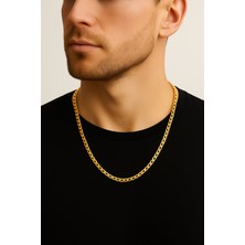 Altın Renk Cuban Ince Paslanmaz Çelik Unisex Erkek Zincir Kolye 55 Cm. Çelik Kolye - 3336