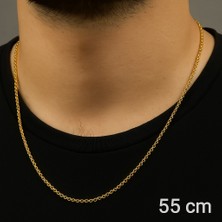 Altın Renk Ince Doc Unisex Çelik Kolye - 3364