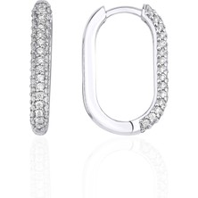 14 Ayar Altın Taşlı Oval Kadın Küpe