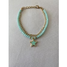 Yıldızlı Bileklik Su Yeşili Altın Renk