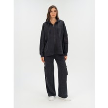 Everlast Cool Relax Wmn Antrasit Kadın Full Zip Kapişonlu Sweatshirt