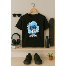 Stitch Desenli Renkli Baskılı Kız Çocuk Tişörtü (4-13 Yaş) , Stitch Tshirt