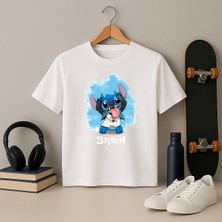 Stitch Desenli Renkli Baskılı Kız Çocuk Tişörtü (4-13 Yaş) , Stitch Tshirt