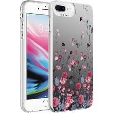 Apple iPhone 8 Plus Kılıf Desenli Tkdw Silver Sert Kapak-Çiçek