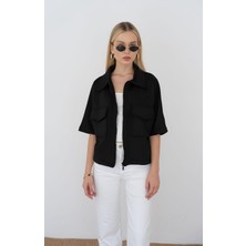 Kapaklı Cep Detaylı Fermuarlı Ceket