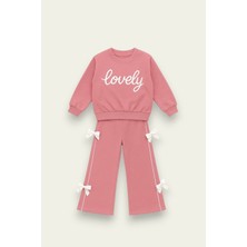 Kız Çocuk Lovely Yazılı Fiyonk Detaylı Okul Eşofman Takımı 2-10 Yaş 12067