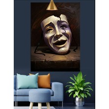 Tiyatro Maske Heykel Dekoratif Kanvas - Mdf Ahşap Tablo