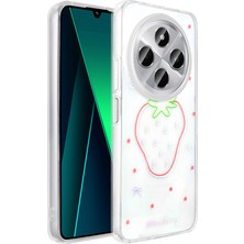 Maks Technology Redmi 14C 4G Kılıf Şeffaf Figürlü MKST Folk Sert Kapak - Çilek