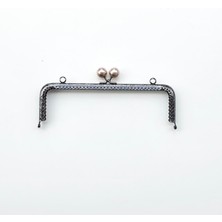 Köşeli Vizon Inci Boncuklu Işleme Baskılı Askılıklı Çanta ve Cüzdan Bursu - Klipsi Gri 20 cm