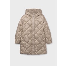 Mayoral Kız Çocuk Dolgulu Yumuşak Tüylü Astarlı Uzun Kışlık Mont 7432 Krem