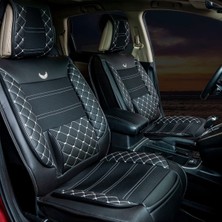 Toyota Yaris 2019-2024 Uyumlu Oto Koltuk Kılıfı Deri, Kumaş Jupiter Siyah Beyaz