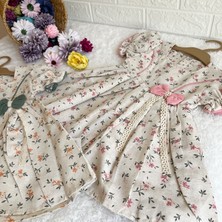 Kız Bebek ve Kız Çocuk Için Çiçekli ve Kurdaleli Detaylı Elbise