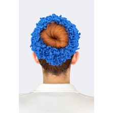 Arap Saçı Topuz Tokası Dolgun Lastikli Tesettür Kadın Aksesuar Toka Mavi