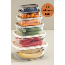 Iç Içe Geçmeli 6’lı Renkli Kapaklı Dikdörtgen Saklama Kabı Seti Buzdolabı Düzenleyici
