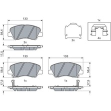 Bosch 0986494563 - Ön Fren Balata Hyundaı Accent Blue 1.4l 1.6l Benzinli 10- 1.6l Crdi Dizel 10- / Elantra 1.6l D4FB G4FG 6 Vites 16- / Kıa Rıo 1.4l D4FC 11-