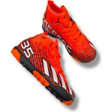 Çocuk Çoraplı Halısaha & Krampon Ayakkabı Turuncu Siyah Desenli