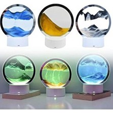 Kum Manzaralı 3D Hareketli Kum Saati Şık Tasarım ve Estetik Görünüm için Akvaryum Aksesuarı