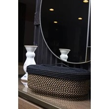Jüt Hasır Sepet Oval Kapaklı Organizer 30X20X10