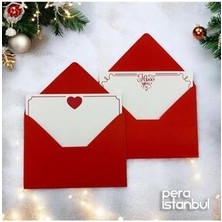 Pera İstanbul 2 Adet 13 x 18 cm Renkli Zarf ve 1 Kalp Desenli I Love You Yazılı Not Kartı Seti