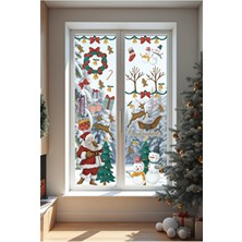 Tugibu Yılbaşı Sticker Seti Renkli Noel Baba ve Geyikler Temalı Cam ve Duvar Sticker Seti
