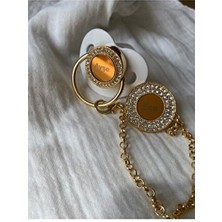 Tiny Wood Altın Kaplama Isimli Zirkon Taşlı Silikon Emzik Seti (0-6 Ay) – Damaklı & Kişiye Özel Krem Beyaz