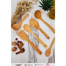 Montesev Ahşap Tahta Mutfak Kaşık Seti 6 Parça Kayın , Şimşir ve Bambu Ağacı Ağaç Kaşık