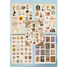 Miray Design 5'li Vintage Temalı Sticker Seti 12*17 cm Yapışkanlı Kağıt Malzeme ile Defter ve Ajanda İçin