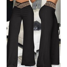 Arben Boutique Kadın Belde Kruvaze ve Ribana Detay Ispanyol Paça Ithal Krep Pantolon