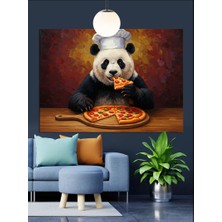 Tablomega Pizza Yiyen Panda Dekoratif Kanvas - Mdf Ahşap Tablo