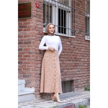 Düğmeli  Viscon Etek Beyaz