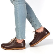 Celal Gültekin Erkek Kahverengi Bağcıklı Deri Sneaker