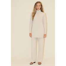 Yakası Fermuarlı Tunik ve Pantolon Ikili Triko Takım