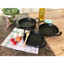 Döküm ve Granit Kaplı Sahan Seti, 3 Boy, Dayanıklı ve Şık Mutfak Gereci