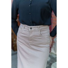 Ara Boy Likralı Gabardin Etek  Badem