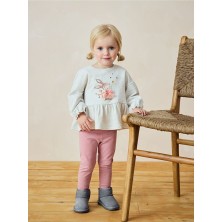 Next Baby Pamuklu Pembe Krem Tavşan Desenli Uzun Kollu Alt Üst Takım