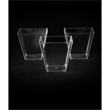 Turuncu Plastik Prizma Kübik Kase, 60CC, 24 Adet, Kapaksız