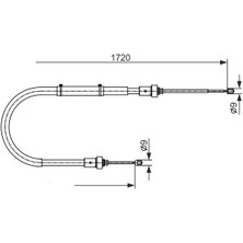 Bosch 1987482411 - El Fren Teli Arka Sağ-Sol Dacıa Duster 10 1720 mm