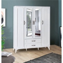 Bera Beyaz 4 Kapılı Elmas Dolap