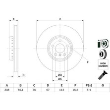 Bosch 0986479F59 - Fren Dıskı On Sag Bmw G20 G22 G30 G32 G11 G12 G15 G16 G01 G02 G05 G07 Z4 Ix I20 Yuksek Karbonlu Kaplamalı