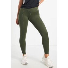 Nike Go Firm Support High Rise Full Length Kadın 6 Cepli Lazer Kesim Antreman Taytı Haki