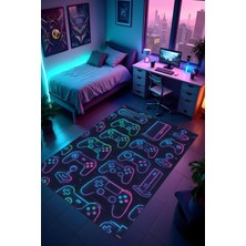 Dijital Baskı Oyun Odası Gamer Halısı Makinede Yıkanabilir Anti Bakteriyel Leke Tutmaz Kaymaz Taban