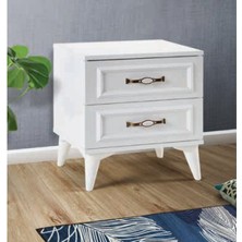 Bera Beyaz 2 Çekmeceli Elmas Komidin