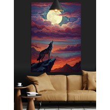 Karizma Tablo Ay Işığında Kurt Dekoratif Kanvas - Mdf Ahşap Tablo