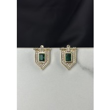 Gold Yeşil Taşlı Marka Model Küpe