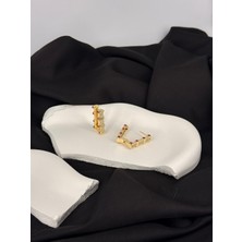 Gold Serenay Model Dikdörtgen Çelik Küpe