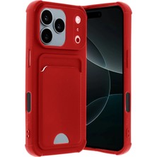 iPhone 17 Pro Max ile Uyumlu Kılıf Tpu Silikon, Kamera Korumalı, Kartlık Bölmeli Card Case