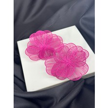 Fuşya Pembe Çiçek Tasarım Marka Model Küpe