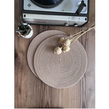 Kahverengi Jüt Amerikan Servisi, 2'li, Örme Hasır Supla Seti