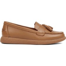 Kadın Taba Püsküllü Deri Ayakkabı